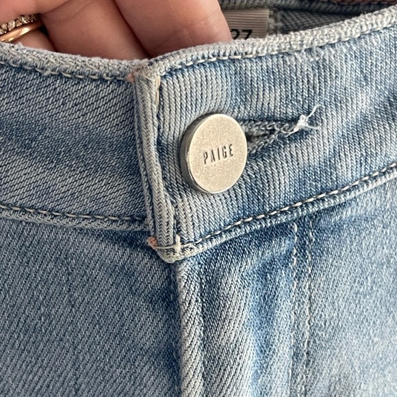 PAIGE Raw Hem Cuff Mid Rise Straight Leg Jeans - Picture 3 of 10